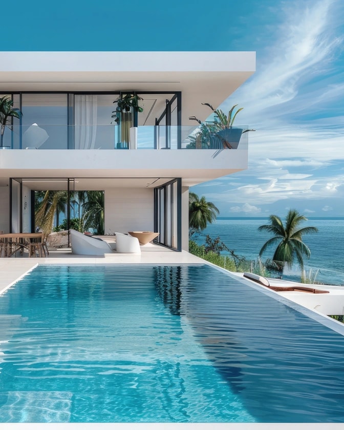 Luxury beachfront villa with infinity pool overlooking the ocean, ideal for summer escapes